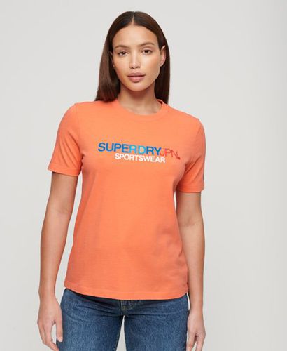 Women's Sportswear Logo Relaxed T-Shirt Cream / Fusion Coral - Size: 10 - Superdry - Modalova