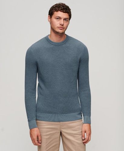 Men's Textured Crew Knitted Jumper Blue / Washed Pottery Blue - Size: S - Superdry - Modalova