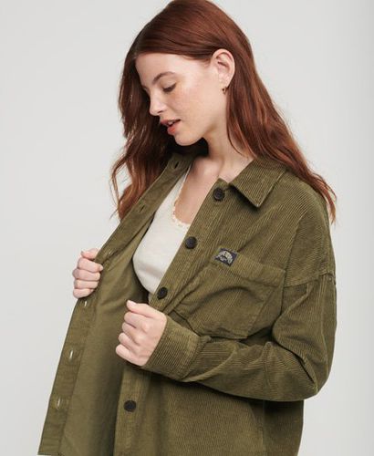 Women's Chunky Cord Overshirt Green / Soft Moss Green - Size: 14 - Superdry - Modalova