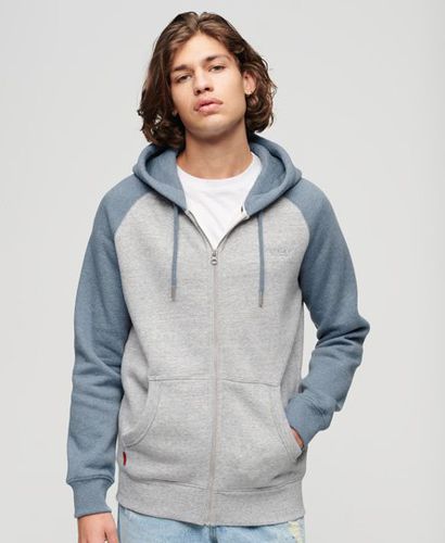 Men's Essential Baseball Zip Hoodie Grey / Athletic Grey Marl/Bluestone Blue Marl - Size: S - Superdry - Modalova