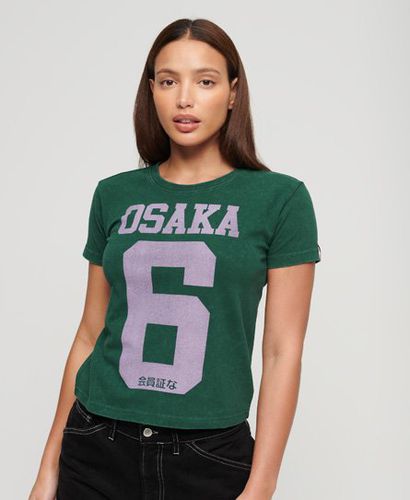 Women's Osaka 6 Kiss Print 90s T-Shirt Green / Enamel Green - Size: 8 - Superdry - Modalova