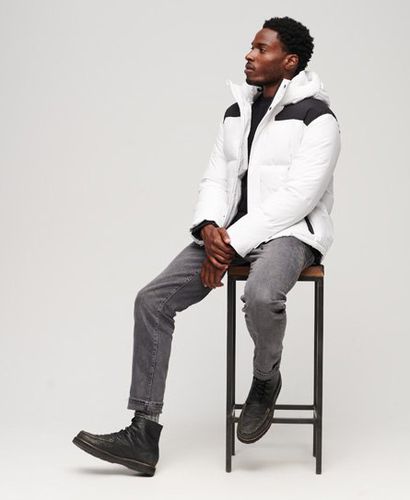 Men's Hooded Box Quilt Puffer Jacket White / Optic - Size: M - Superdry - Modalova