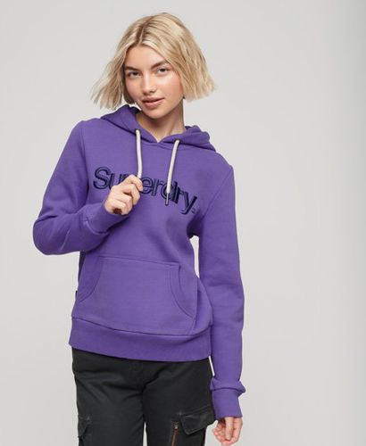 Women's Embroidered Tonal Logo Relaxed Fit Hoodie, Purple, Size: 6 - Superdry - Modalova