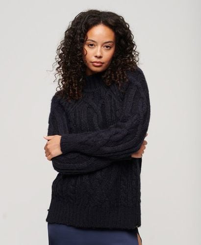 Women's High Neck Cable Knit Jumper Navy / Eclipse Navy - Size: 8 - Superdry - Modalova