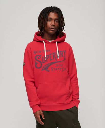 Men's 34th Street Script Hoodie Red / Risk Red - Size: L - Superdry - Modalova