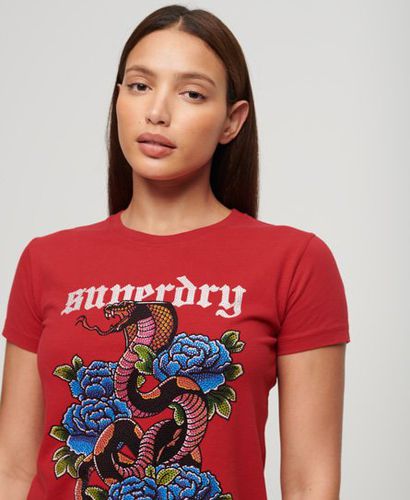 Women's Tattoo Rhinestone T-Shirt / Risk - Size: 10 - Superdry - Modalova