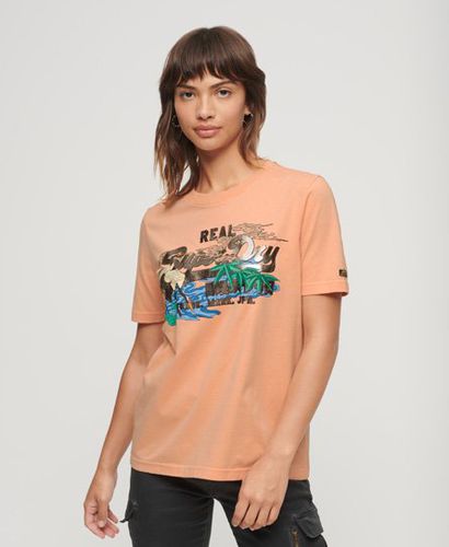 Women's Japanese Vintage Logo Graphic T-Shirt / Chalky Coral - Size: 10 - Superdry - Modalova