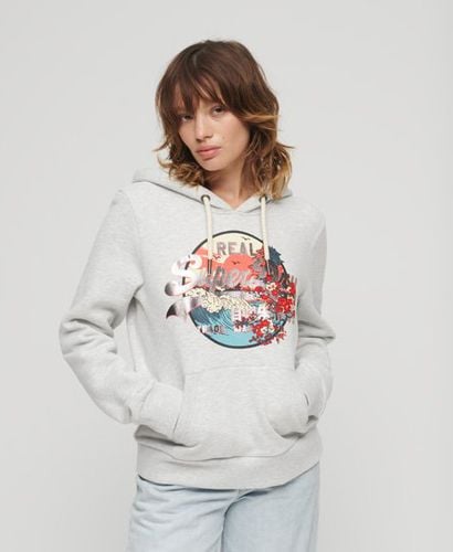 Women's Japanese Vintage Logo Graphic Hoodie Light Grey / Glacier Grey Marl - Size: 8 - Superdry - Modalova