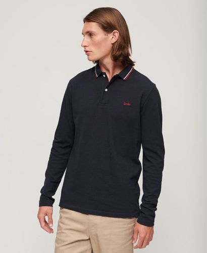 Men's Vintage Tipped Long Sleeve Polo Shirt / Natural - Size: M - Superdry - Modalova