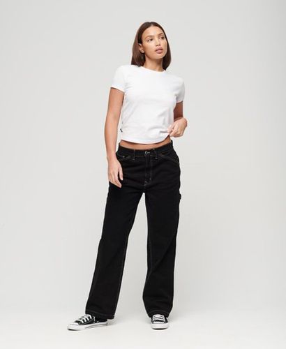 Women's Ladies Classic Contrast Carpenter Wide Leg Pants, Organic - Black, Size: 30/32 - Superdry - Modalova