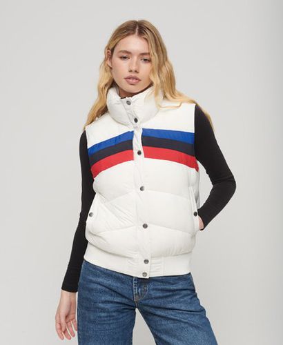 Women's Fully lined Colour Block Retro Panel Puffer Gilet, White, Black and Red, Size: 12 - Superdry - Modalova