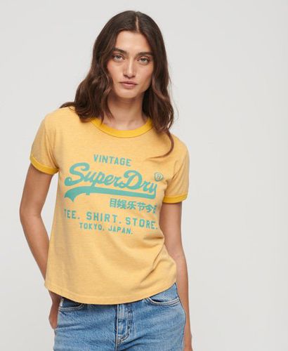 Women's Neon Vintage Logo T-Shirt / Light Ochre Marl - Size: 10 - Superdry - Modalova