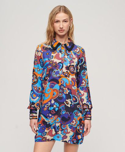 Women's Printed 60s Mini Shirt Dress Blue / Cindy Blue - Size: 10 - Superdry - Modalova