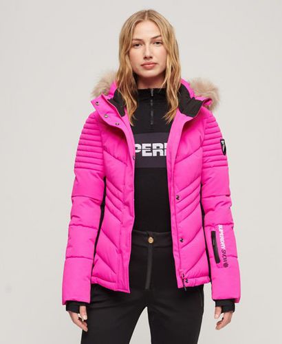 Women's Sport Ski Luxe Puffer Jacket Pink / Hyper Magenta Pink - Size: 10 - Superdry - Modalova