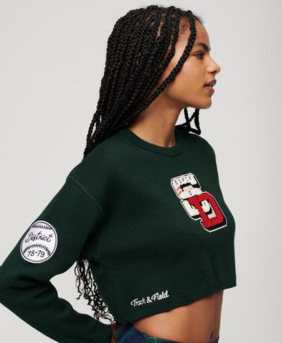 Women's Varsity Cropped Crew Jumper Green / Enamel Green - Size: 8 - Superdry - Modalova