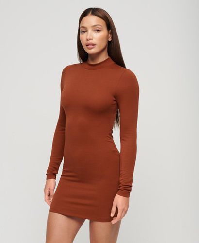 Women's High Neck Long Sleeve Jersey Mini Dress / Clay - Size: 14 - Superdry - Modalova