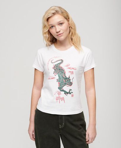X Kailash Dragon Damen , und Komodo T-Shirt mit Grafikdruck, Größe: 36 - Superdry - Modalova