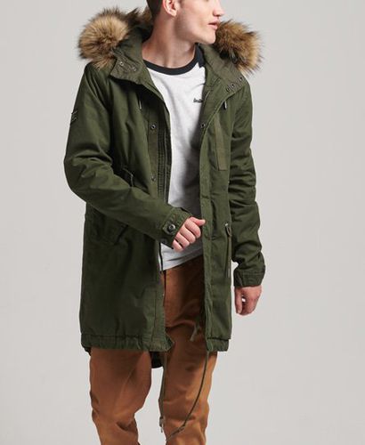 Men's Military Faux Fur Parka Jacket Green / Surplus Goods Olive - Size: S - Superdry - Modalova