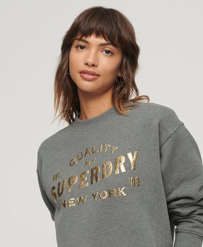 Women's Luxe Metallic Logo Sweatshirt / Rich Charcoal Marl - Size: 10 - Superdry - Modalova
