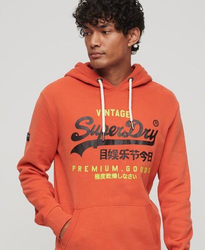 Men's Classic Logo Print Vintage Heritage Hoodie, Orange and Black, Size: S - Superdry - Modalova