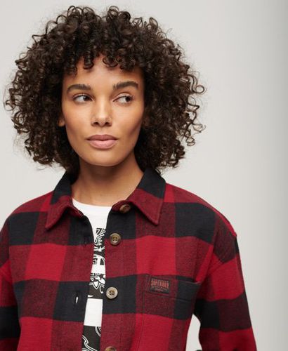 Women's Check Flannel Overshirt Red / Red/Buffalo Check - Size: 10 - Superdry - Modalova