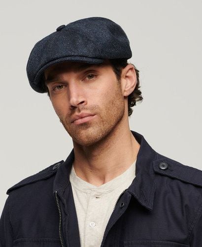 Mens Fully lined Herringbone Baker Boy Cap, Dark Blue - Superdry - Modalova