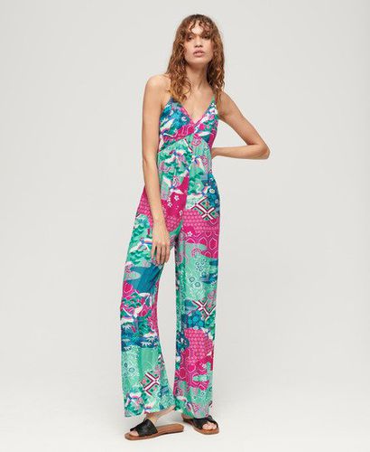 Women's Printed Cami Jumpsuit Purple / Magenta Stork Cloud - Size: 14 - Superdry - Modalova