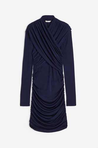 Drapiertes Jerseykleid Marineblau, Party kleider in Größe XS. Farbe: - H&M - Modalova