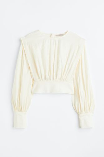 Crêpe-Bluse mit betonten Schultern Cremefarben, Blusen in Größe XXL. Farbe: - H&M - Modalova