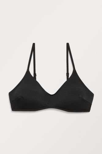 Schwarzer bügelloser Bikini-BH mit V-Ausschnitt Schwarz, Bikini-Oberteil in Größe XXL. Farbe: - Monki - Modalova