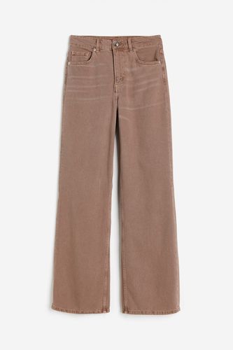 Wide High Jeans Braun, Straight in Größe 32. Farbe: - H&M - Modalova