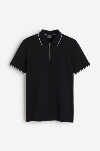 Poloshirt mit Zipper in Slim Fit Schwarz, Poloshirts Größe XXXL. Farbe: - H&M - Modalova