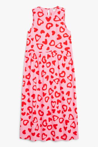 Ärmelloses Midikleid mit Volants Rosa roten Herzen, Alltagskleider in Größe 36. Farbe: - Monki - Modalova