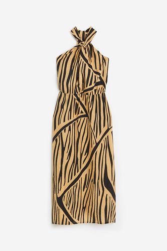Drapiertes Neckholderkleid Braun/Tigerstreifen, Alltagskleider in Größe XL. Farbe: - H&M - Modalova