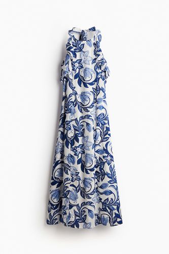Neckholder-Kleid mit Volantbesatz Weiß/Blau geblümt, Alltagskleider in Größe M. Farbe: - H&M - Modalova