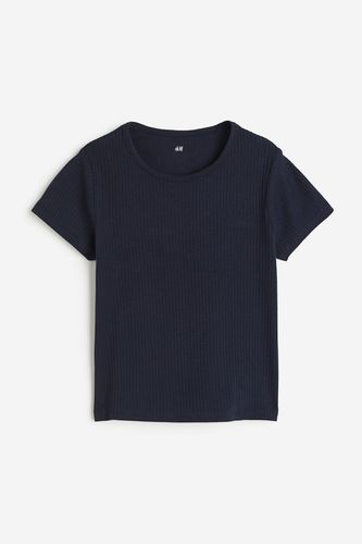 Geripptes Baumwollshirt Marineblau, T-Shirts & Tops in Größe 110/116. Farbe: - H&M - Modalova