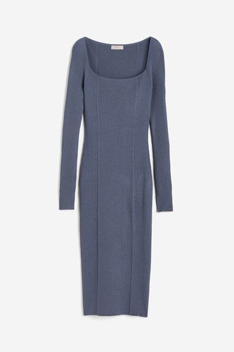 Geripptes Kleid mit Karree-Ausschnitt Taubenblau, Alltagskleider in Größe M. Farbe: - H&M - Modalova