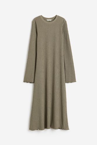 Jerseykleid mit Struktur Dunkles Khakigrün, Alltagskleider in Größe L. Farbe: - H&M - Modalova