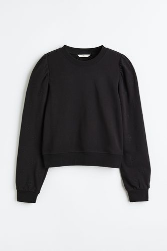 Sweatshirt mit Broderie Anglaise Schwarz, Sweatshirts in Größe XS. Farbe: - H&M - Modalova