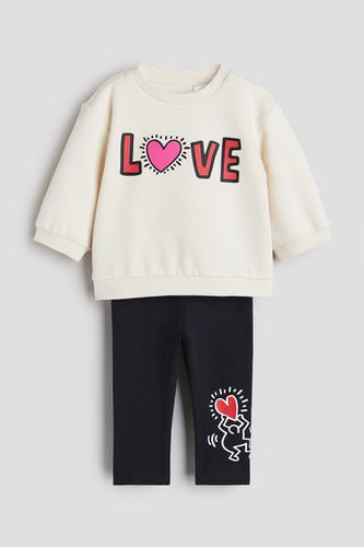 Teiliges Set aus bedruckter Baumwolle Cremefarben/Keith Haring, Kleidung Sets in Größe 80. Farbe: - H&M - Modalova