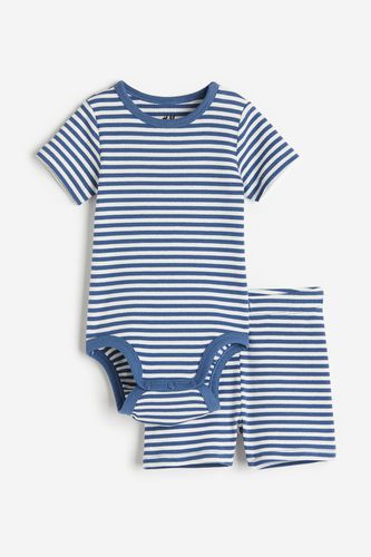 Er-Pack Geripptes Baumwollset Blau/Weiß gestreift, Kleidung Sets in Größe 50. Farbe: - H&M - Modalova