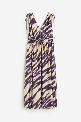 Drapiertes Kleid mit Bindedetails Dunkellila/Zebraprint, Alltagskleider in Größe XL. Farbe: - H&M - Modalova