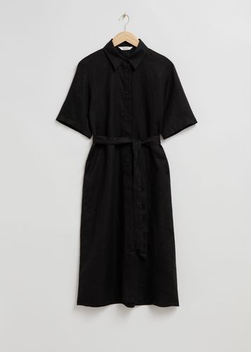 Hemdblusenkleid aus Leinen mit Gürtel Schwarz, Alltagskleider in Größe XS. Farbe: - & Other Stories - Modalova