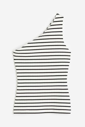 One-Shoulder-Shirt Weiß/Gestreift, Tops in Größe XXL. Farbe: - H&M - Modalova