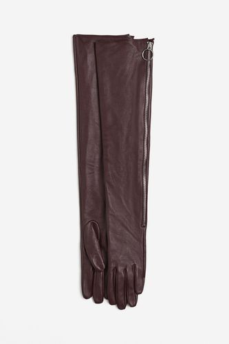 Lange Lederhandschuhe Weinrot in Größe S. Farbe: - H&M - Modalova