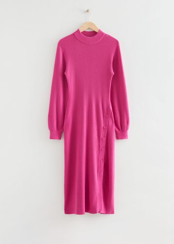 Geknöpftes Kleid aus Rippstrick Knallrosa, Alltagskleider in Größe S. Farbe: - & Other Stories - Modalova