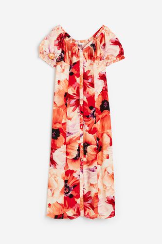 Schulterfreies Kleid aus Crêpe Hellorange/Geblümt, Alltagskleider in Größe 32. Farbe: - H&M - Modalova