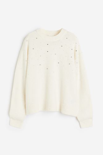 Pullover mit Perlen Cremefarben in Größe XS. Farbe: - H&M - Modalova