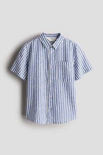 Kurzarmhemd aus Leinenmix Blau/Weiß gestreift, Hemden & Blusen in Größe 134. Farbe: - H&M - Modalova