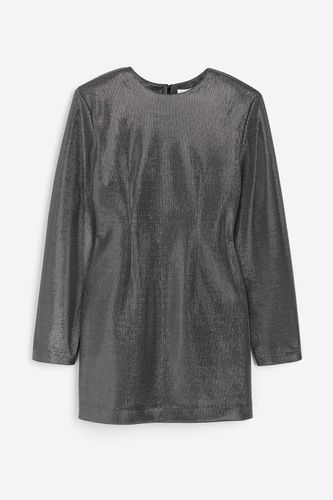 Glänzendes Kleid mit Schulterpolstern Schwarz/Silberfarben, Party kleider in Größe XXL. Farbe: - H&M - Modalova